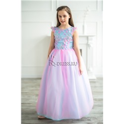 Платье нарядное для девочки "Фея", цвет голубой с розовым