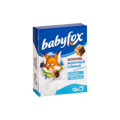 Шоколад детский BabyFox , молочный и белый, 90 г/1 шт