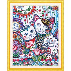 5D Алмазная мозаика 40х50 круглые стразы LP 217 Кот и кошка