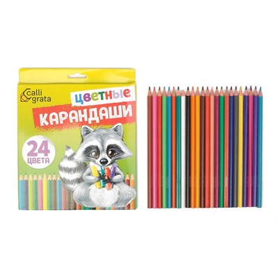 Карандаши 24 цвета, шестигранные, в картонной коробке