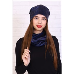 Комплект шапка и шарф-снуд 36121 - синий (Н)