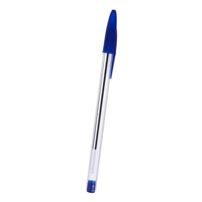 Ручка шариковая 0,7 мм, стержень синий, корпус прозрачный, колпачок синий