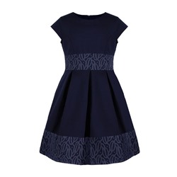 Школьное синее платье для девочки с гипюром 83233-ДШ21