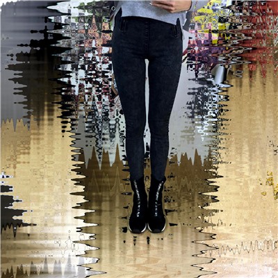 Размер 26. Рост 165-170. Модные женские джинсы Found_Version из стрейч материала цвета темный графит.