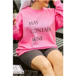 Розовый свитшот плюс сайз с надписью May Contain Wine