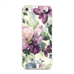 Силиконовый чехол Сиреневые цветы-акварель на iPhone 5/5S/SE