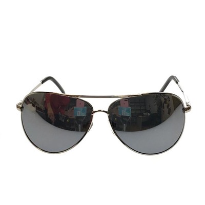 Стильные мужские очки-капли Azur в серебристой оправе с зеркально-серебристыми линзами.