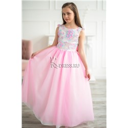 Платье нарядное для девочки "Фея", цвет белый с розовым