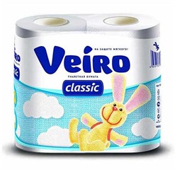 Туалетная бумага Veiro Classic 2 - слойная Белая, 4 шт
