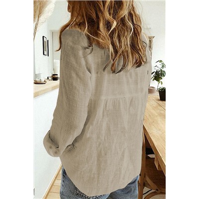 Khaki Textured Solid Color Basic Shirt