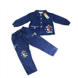 Рост 75-80. Стильный детский комплект Fensor из плотной джинсовой ткани с оригинальным принтом.
