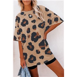 Леопардовая футболка оверсайз из трикотажа
