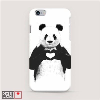 Пластиковый чехол Панда love на iPhone 6