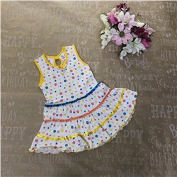 Рост 104 (детальные размеры в описании). Детское платьице Rina с ярким принтом и окантовкой лимонного цвета.