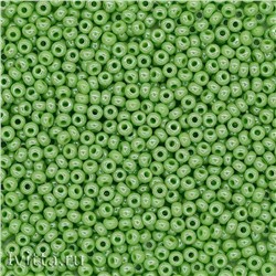 Бисер Зеленый непрозрачный с жемчужным покрытием 10/0, круг.отв., 20гр Preciosa