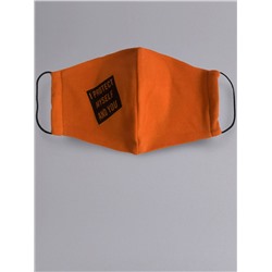 Маска двухслойная из трикотажного полотна профилактическая с надписью, оранжевый