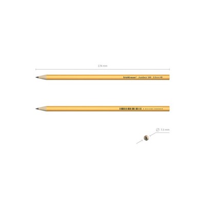 Набор карандашей чернографитных 4 штуки Erich Krause Amber 100 HB, грифель d 2.2мм, шестигранные, из отборной древесины, в блистере