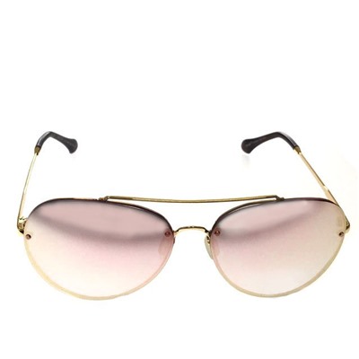 Стильные женские очки оверсайз Mahitto в золотистой оправе с зеркально-розовыми линзами.