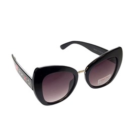 Модные женские очки-лисички Shardone с принтом на дужках чёрного цвета.
