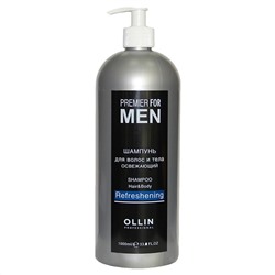 Шампунь для волос и тела освежающий Ollin premier for men, 1000 мл