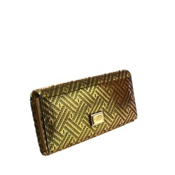 Стильный женский полноразмерный кошелек Las_Fetol из натуральной кожи золотистого цвета.