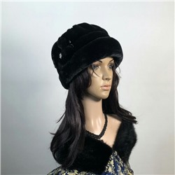 Женская "Шляпка" эко-мех, цвет черный.