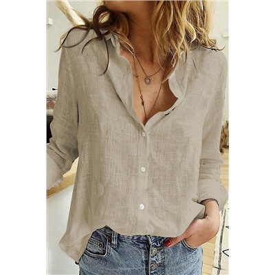 Khaki Textured Solid Color Basic Shirt