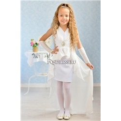 Платье нарядное для девочки арт. ИР-1514 длинный шлейф, цвет молочно-белый