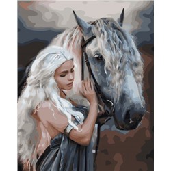 Картина по номерам 40х50 GX 32573 Эксклюзив!!! Девушка и конь