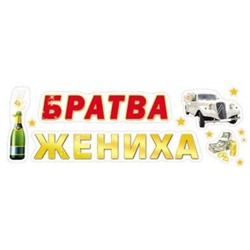 Наклейки ПВХ (474 Х 164)  Братва жениха! 9-05-0005