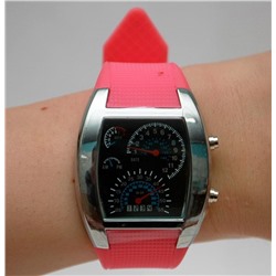 Часы со спидометром - розовый ремешок