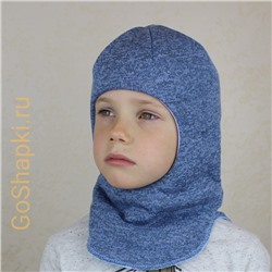 Шлем зимний утепленный из вязаного полотна с хлопковой подкладкой "Голубой"