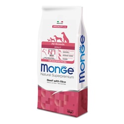 Сухой корм Monge Dog Monoprotein All Breeds для собак всех пород, говядина/рис, 12 кг