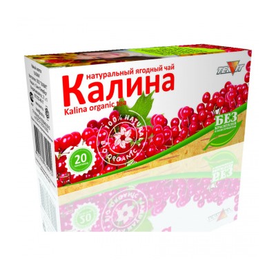 Цена за 2 пачки. Натуральный ягодный чай "Калина" (20 шт х 1,8гр)