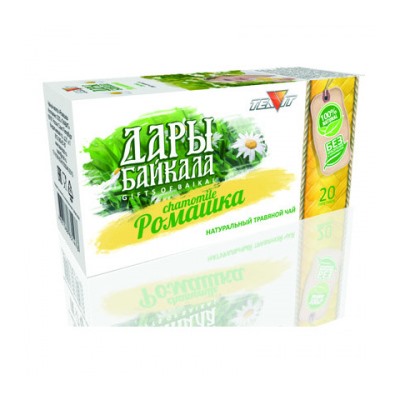 Цена за 2 пачки. Травяной чай "Дары Байкала - ромашка"(20 шт х 1,5 гр)