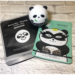 НАБОР №32 "ПАНДА": Маска для лица Animal mask BIOAQUA ПАНДА+Крем для рук "Панда"+Маска для кожи вокруг глаз BIOAQUA Панда+пакетик
