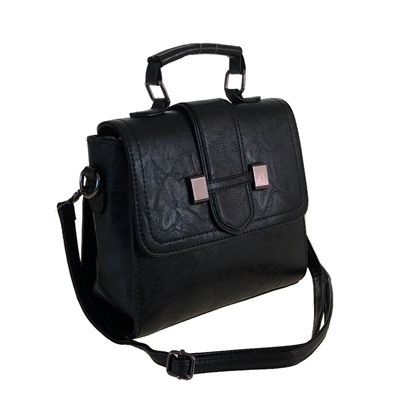 Стильная женская сумочка через плечо Doble_Blow из эко-кожи черного цвета.