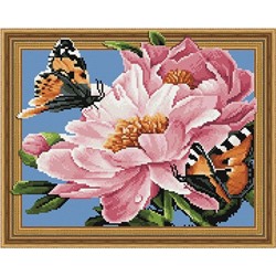 3D Алмазная мозаика, 40х50, круглые стразы TSGJ 1015 Бабочки и цветы