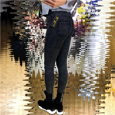 Размер 25. Рост 165-170. Современные женские джинсы Haul из стрейч материала цвета графит.