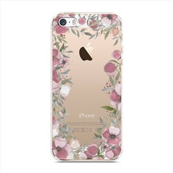 Силиконовый чехол Розовая цветочная рамка на iPhone 5/5S/SE