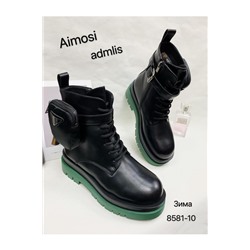 Женские ботинки 8581-10 черно-зеленые