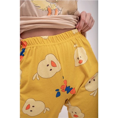 Женская пижама ЖП 024 (бежевый+цыплята на желтом)