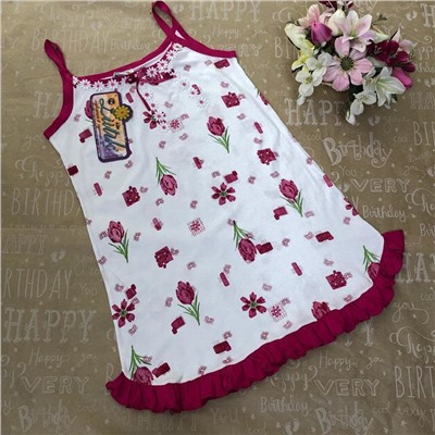Рост 152 (детальные размеры на фото). Подростковая ночная сорочка Nightgown с принтом малинового цвета.