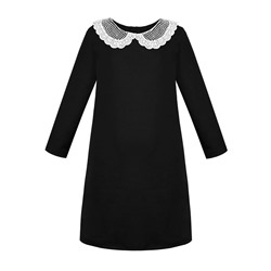 Чёрное школьное платье для девочки с кружевным воротником 82331-ДШ19