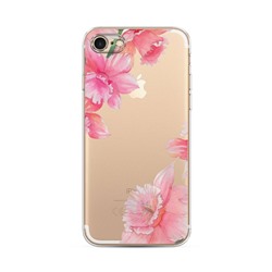 Силиконовый чехол Розовые цветочные уголки на iPhone 7