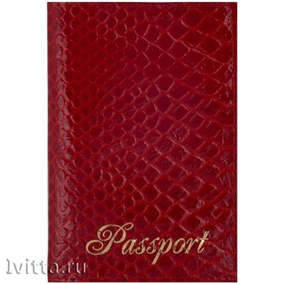 Обложка для паспорта Питон, кожа, красный