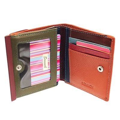 Униальный женский кошелек SoMuch_Premium из мелкозернистой кожи, комбинированный разными цветами.