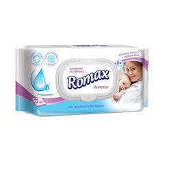 Romax Детские Влажные салфетки с пантенолом 72шт клапан