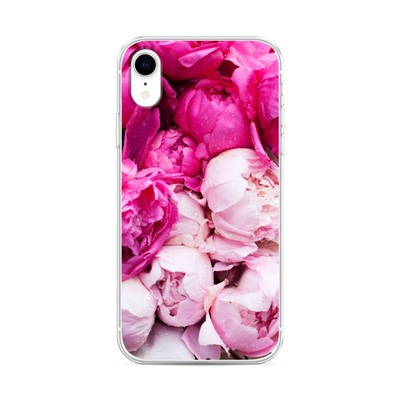 Силиконовый чехол Пионы розово-белые на iPhone XR (10R)