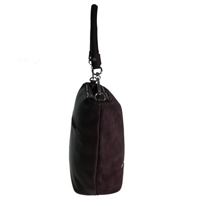 Стильная сумка Lourens из натуральной замши матовой эко-кожи шоколадного цвета.